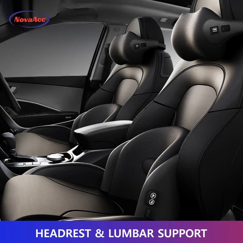 Poggiatesta per auto Supporto lombare Ghiaccio - Tessuto con sensazione Tintura reattiva Memory Foam 4D Surround Supporto Corpo - Cuscino per massaggio con rilevamento