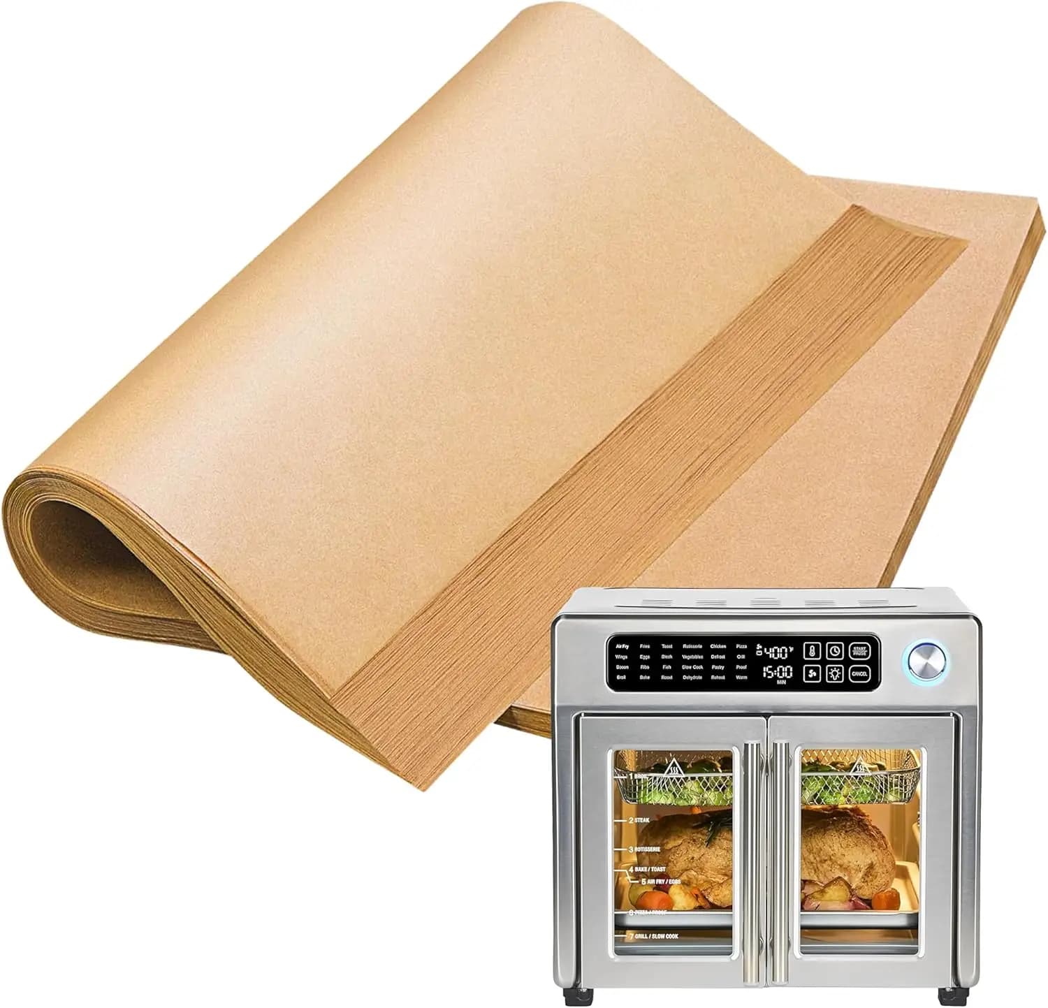 120 Paper sheets Non-bleached Oven for 26 QT Extra Large Air Fryer, Disposable Accessories