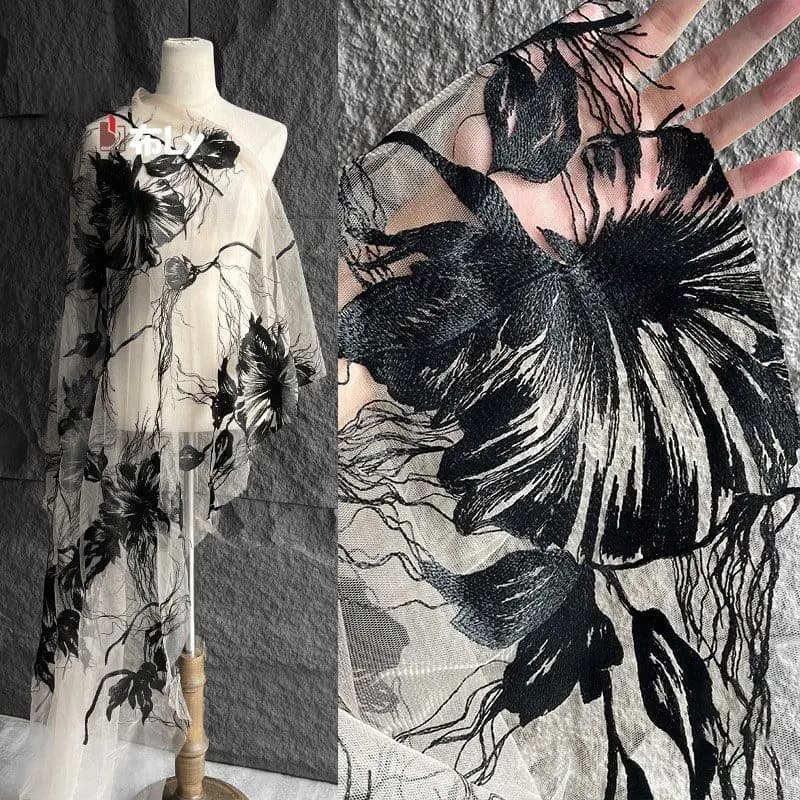 Tessuto in tulle ricamato jacquard con motivo a fenice, stile cinese, per abito Qipao, materiale fai da te per designer