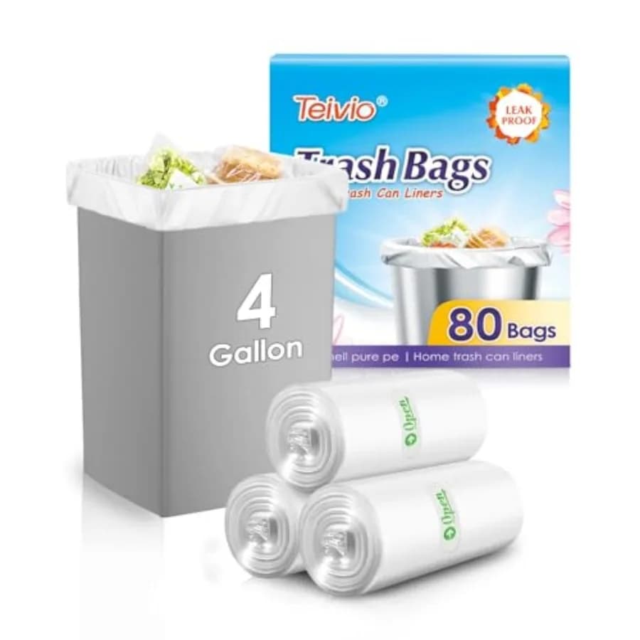 4 Gallon 80 Counts Small Trash Bags Garbage Bags, Bathroom Trash Can Bin Liners, Small Plastic Bags for home office kitchen, fi
