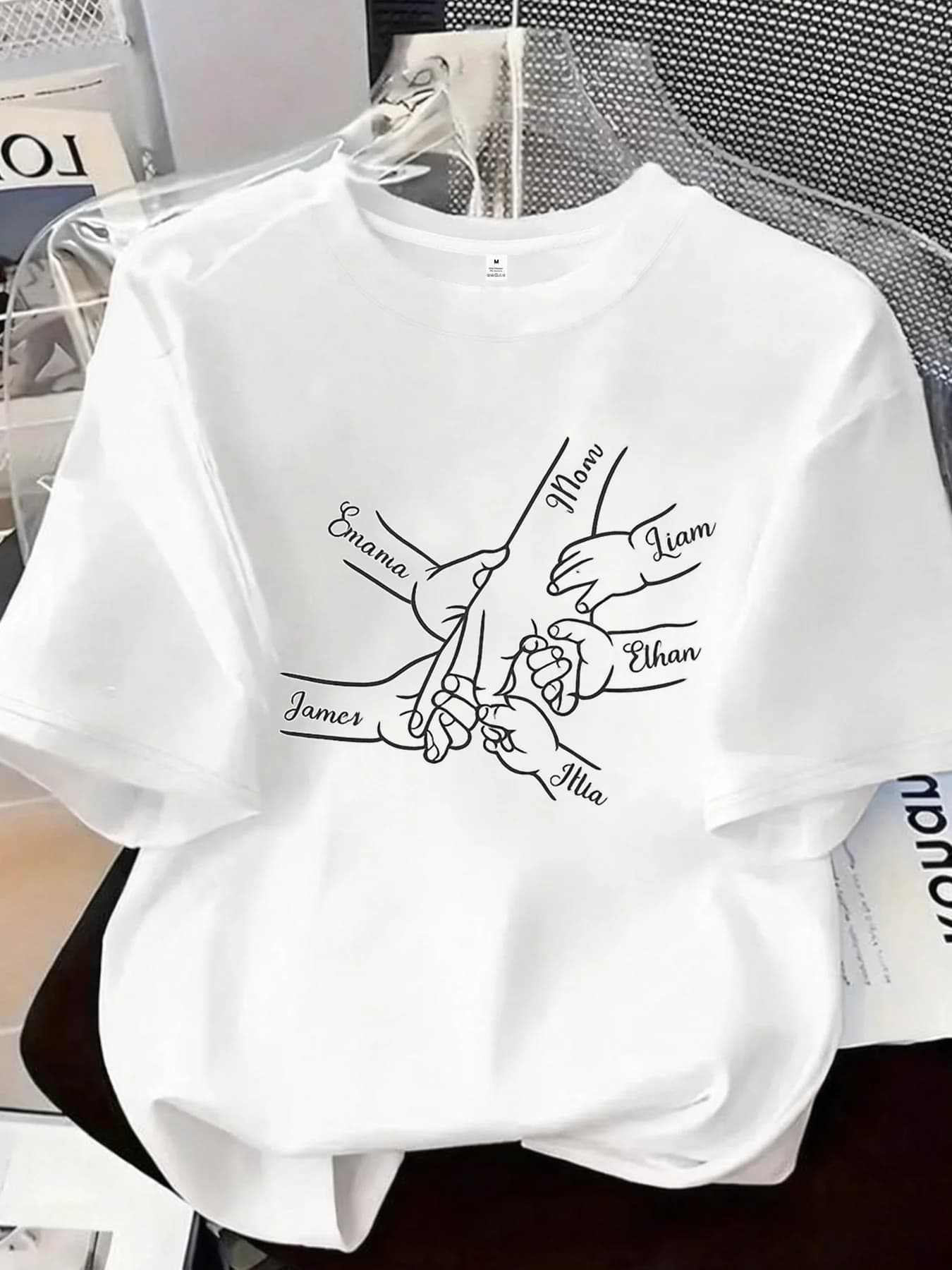 【YJ500307】Creative letter pattern printed women's round neck T-shirt summer casual short sleeved top street fashion versatile
