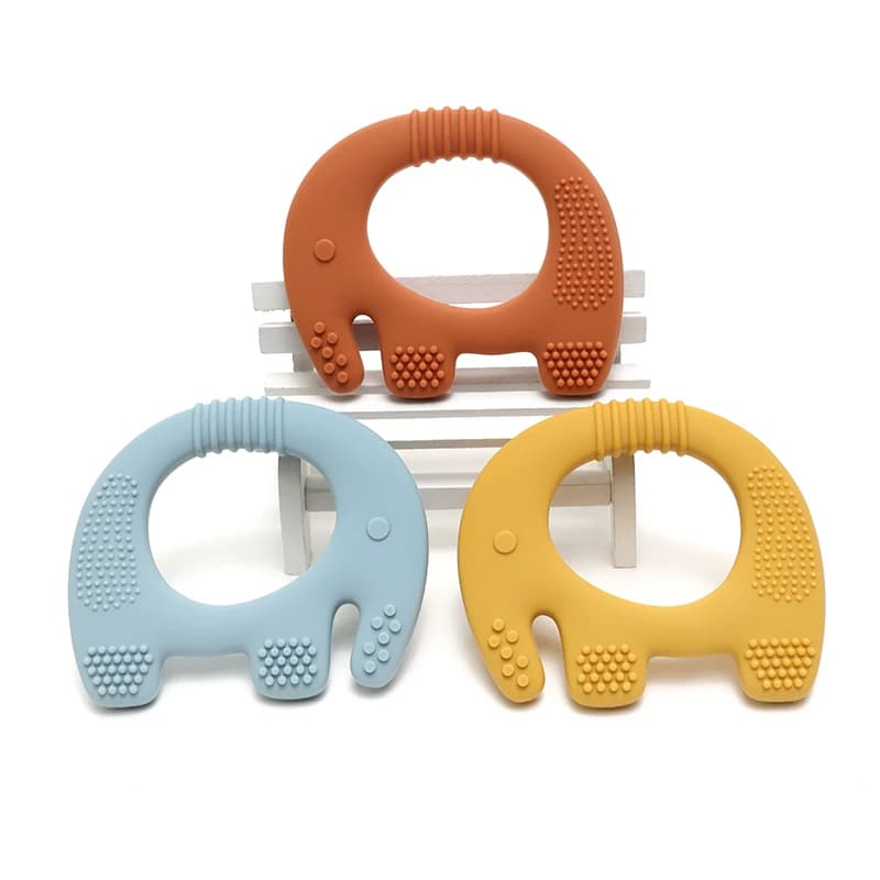 Simpatico massaggiagengive in silicone a forma di elefante per neonati, sicuro per uso alimentare, simpatico giocattolo a forma di cartone animato per alleviare il dolore dei denti, regalo per la dentizione, cura orale