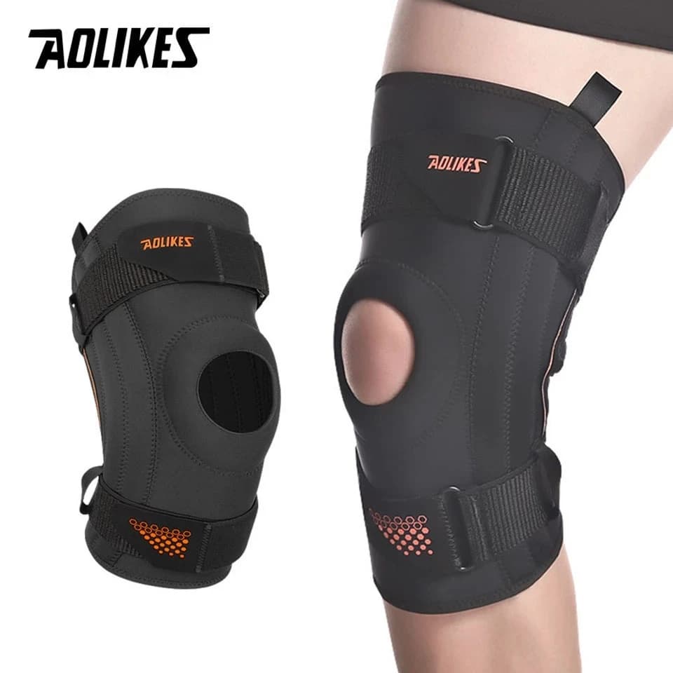 AOLIKES Supporto a molla Ginocchiere da corsa Basket Escursionismo Compressione Assorbimento degli urti Protezione per ginocchio da menisco traspirante