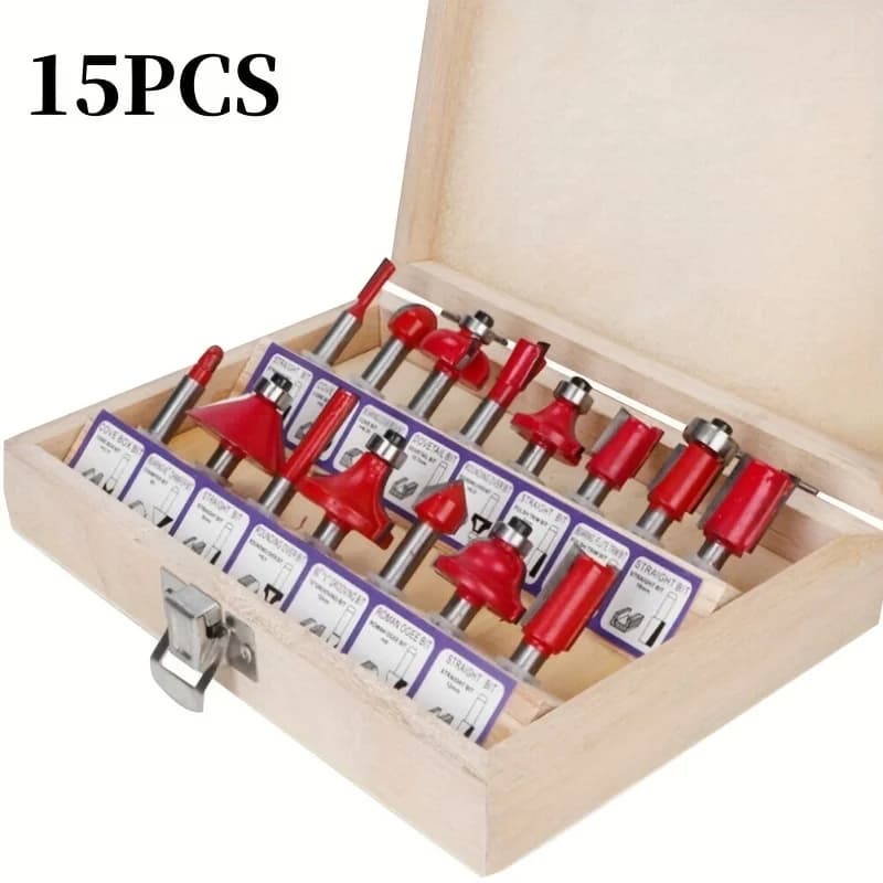 Set di frese di precisione per la lavorazione del legno - 15/100 pezzi, in carburo multiuso, impugnatura da 1/4, facile da tenere, per fresatura e intaglio di precisione, utensili per la lavorazione del legno per falegnami professionisti e principianti, regalo di San Valentino, da regalare al fidanzato