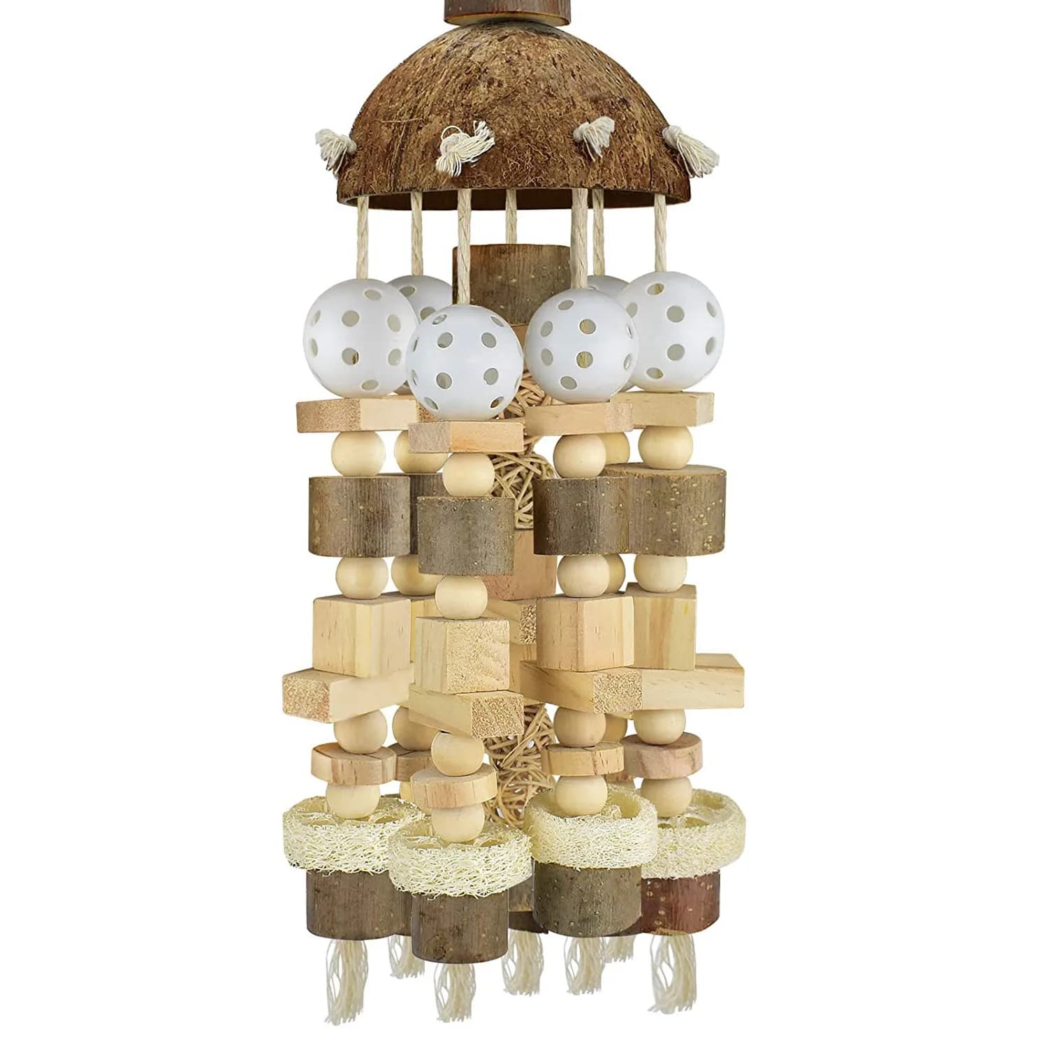 A84E-Bird Parrot , Large Parrot Natural Wooden Blocks Bird Chewing Parrot Cage Bite Suits For Macaws Parrots