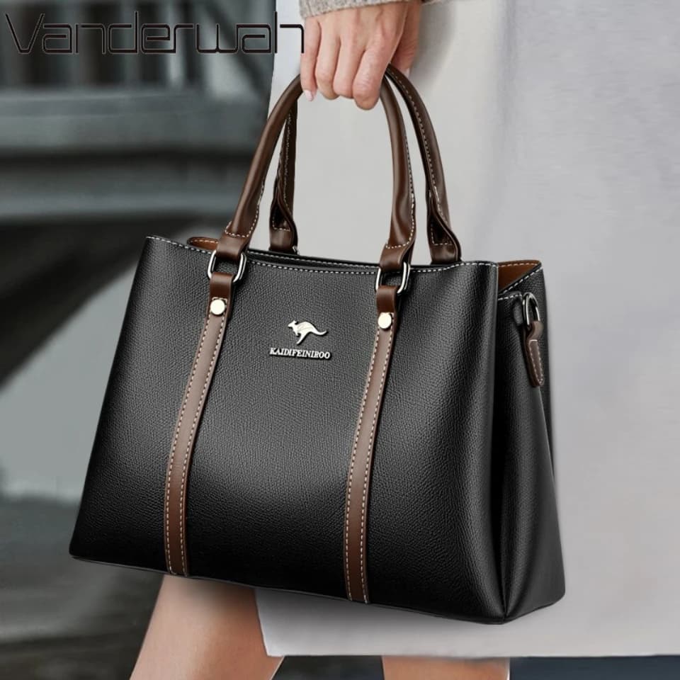 Top Quality Women's Soft Leather Handbag Top Handle Crossbody Shoulder Bag Large Capacity Multi-Pocket Small Tote Bag for Daily