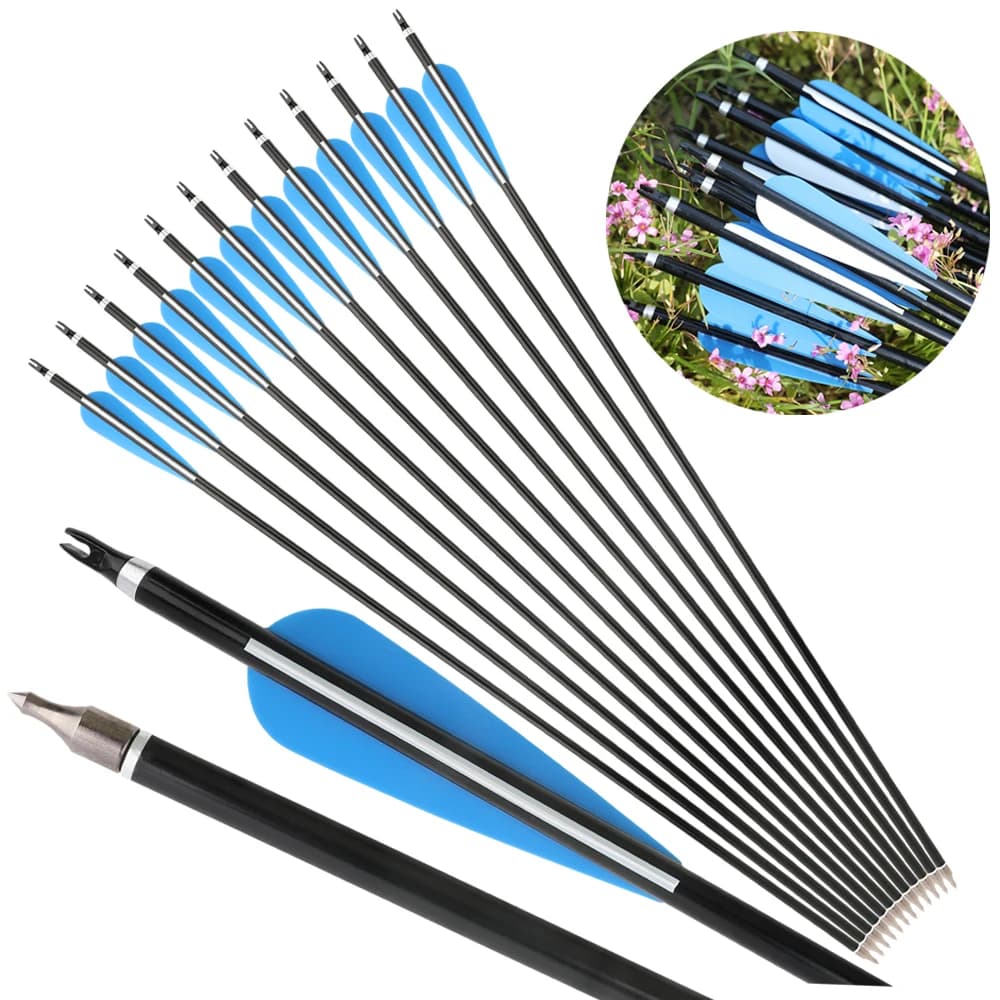 6/12 pz 31.7 pollici Freccia In Alluminio ID 7.6mm Colonna Vertebrale 300 Tiro Con L'arco Freccia Alette di Gomma Arco Ricurvo Arco Composto caccia tiro Bersaglio