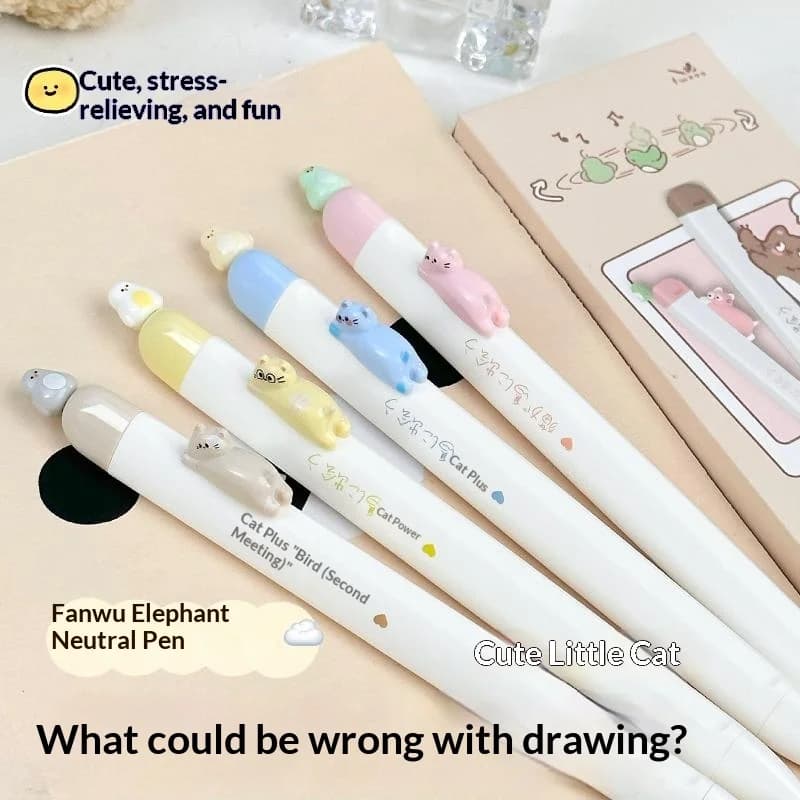 4-Pack Fun Magnetic Bird Cat Gel Pens Retractable Press Pens 0.5mm Fine Tip Fast Drying Ink Cute Stationery For Cat Lovers