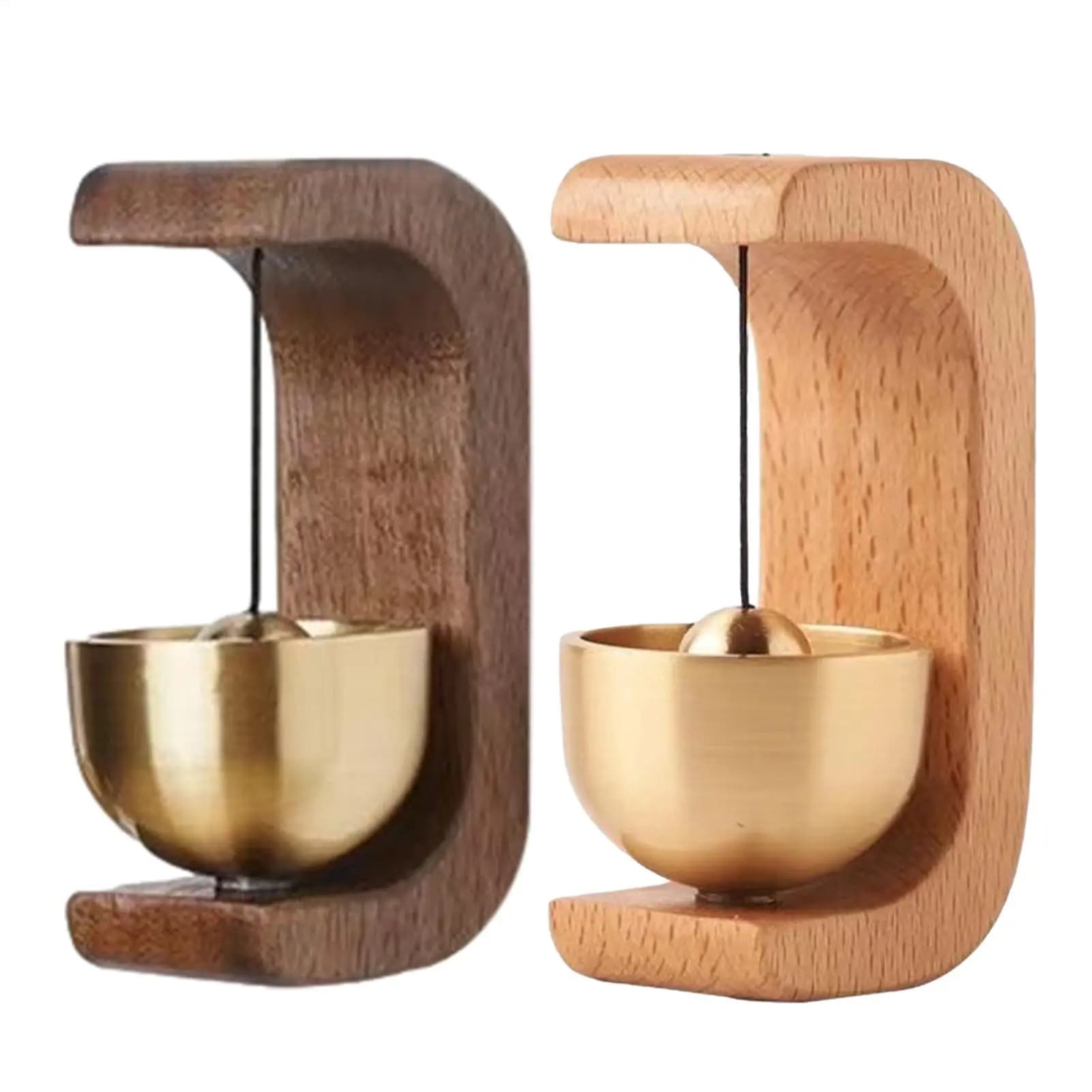 Campanello per Porta in Legno Naturale, Campanello in Ottone con Allarme di Sicurezza e Adesivo per Porte Scorrevoli, Ingressi di Negozi e Ristoranti
