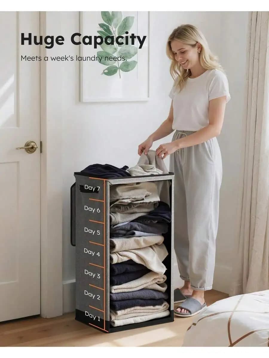 Laundry Hamper With Lid 100L Large & Tall Collapsible Laundry Basket, Clothes Hamper With Bag Removable Easy To Carry, Dirty