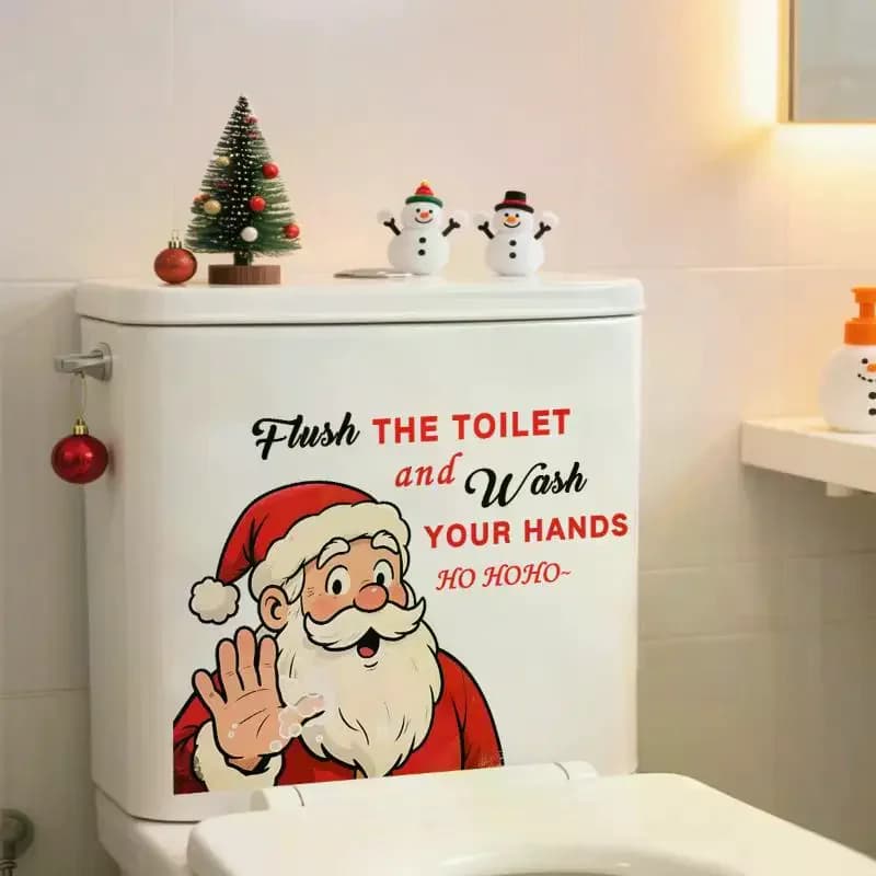1 adesivo porta carta igienica da parete con Babbo Natale, design autoadesivo decorativo natalizio unico per bagno camera da letto