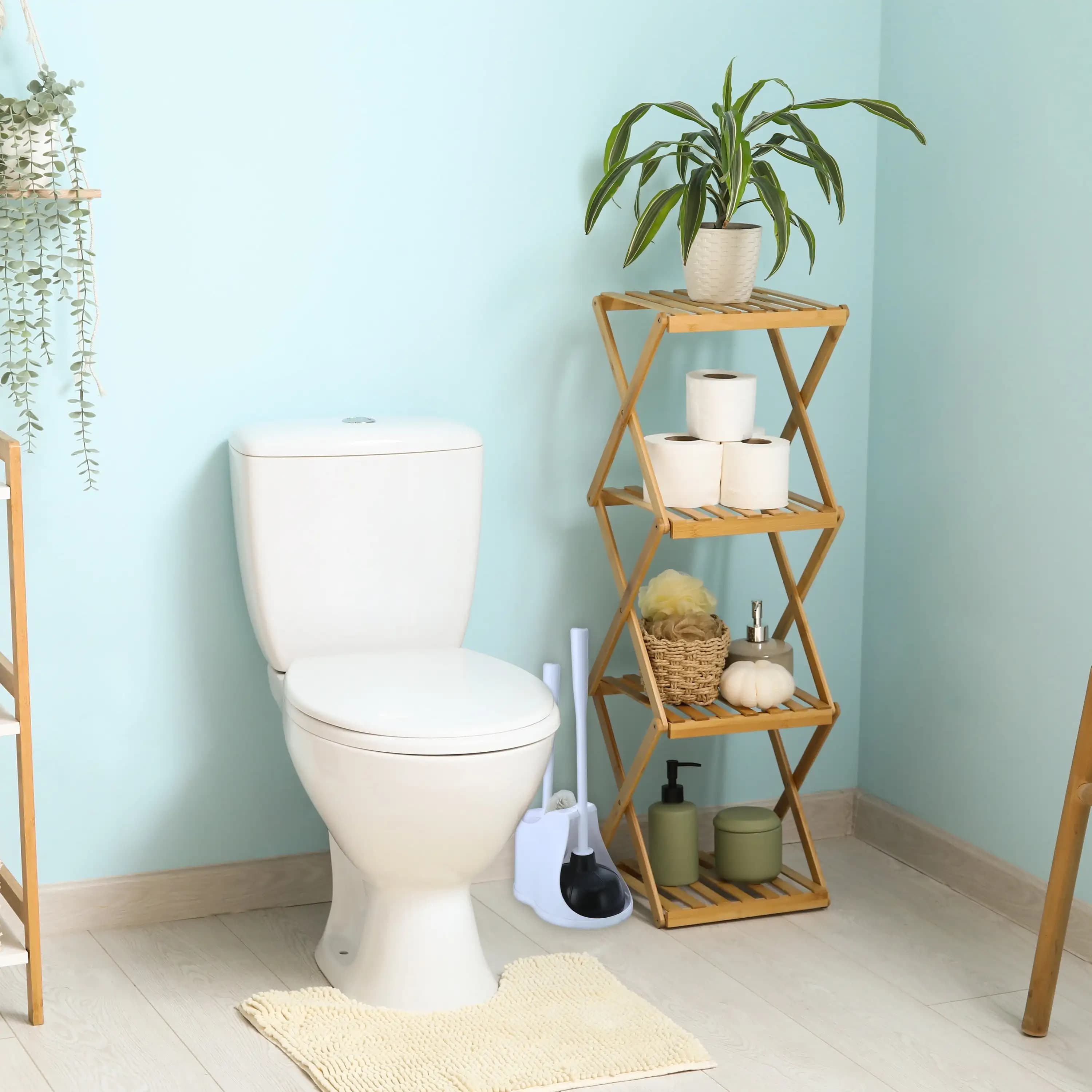 Toilet Plunger and Brush Set with 3 Pieces and Storage Caddy Bathroom Cleaning Tools Kit