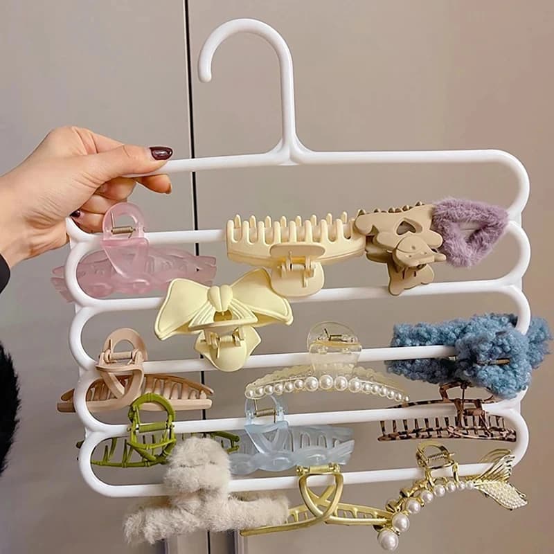 5 Layers Hair Claw Storage Rack Organizer Large Capacity Thickened Headband Holder Wall Hanging Hairpin Hanger Space For Women