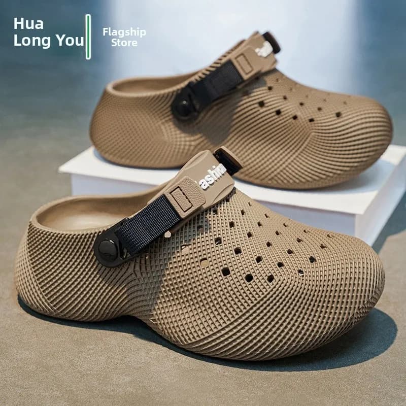 Men's Summer Outdoor Anti-slip Wear-resistant Thick Bottom Heightening Sandals Driving Sports Dual-purpose Beach Slippers