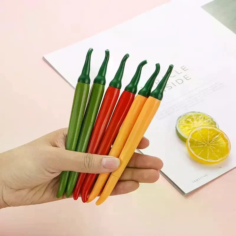 3/5 pezzi di carine penne gel a forma di canna da peperoncino, per ufficio, scuola, cancelleria, per bambini, penne creative per firme.