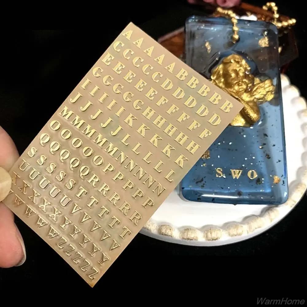 Decorazione resina epossidica Filler lettere inglesi oro e argento numero adesivo adesivo di riempimento epossidico etichette adesive adesivo alfabeto