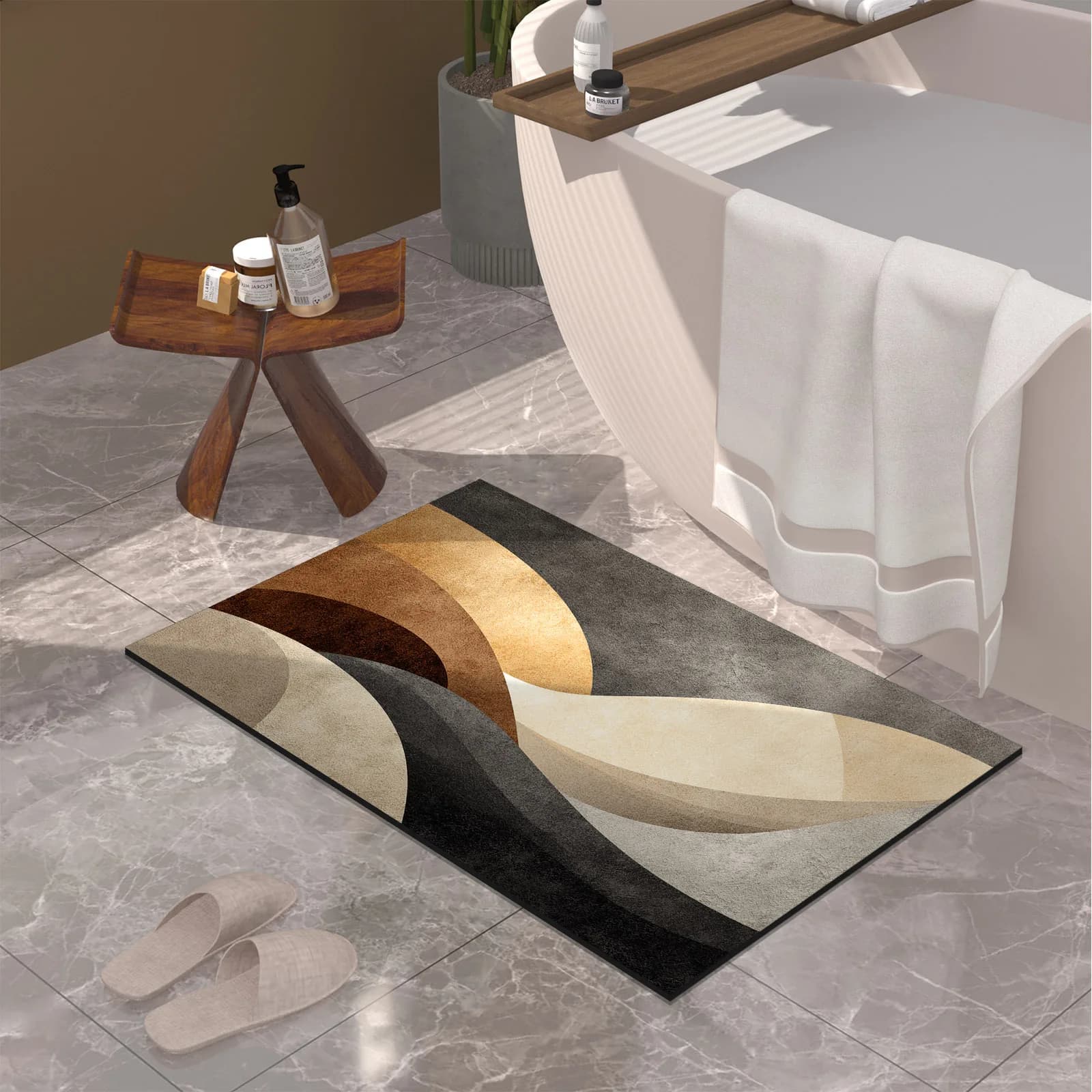 Tappetino da Bagno Nordico, Tappeto Assorbente per Doccia, Tappetini Antiscivolo ad Asciugatura Rapida, Lavabili
