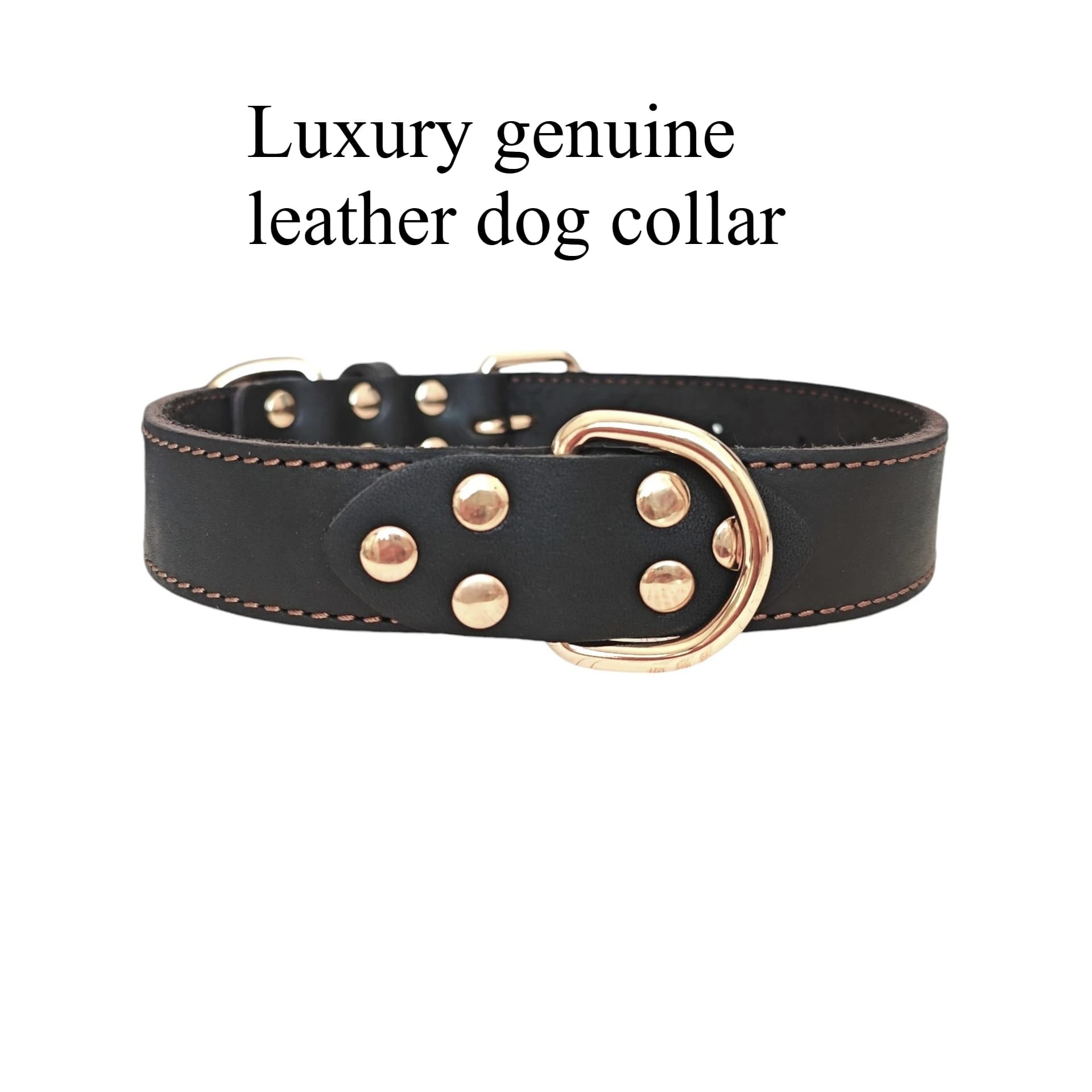 Collare per cani di lusso in vera pelle, collare per cani in pelle di vacchetta con strato di testa a pieno fiore, accessori per cani di medie a grandi dimensioni fatti a mano