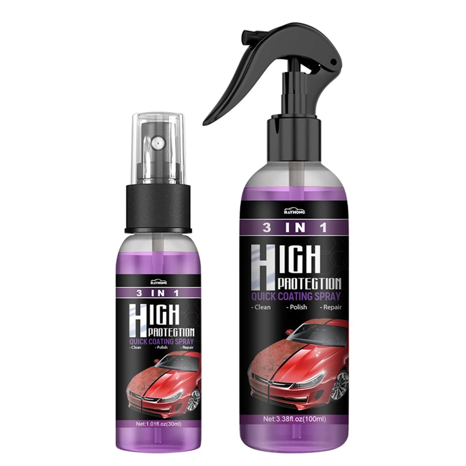 Spray per rivestimento ceramico 3 in 1 per auto 30/100ml, cera spray per lucidatura con rivestimento nano ceramico, riparatore di graffi per vernice auto