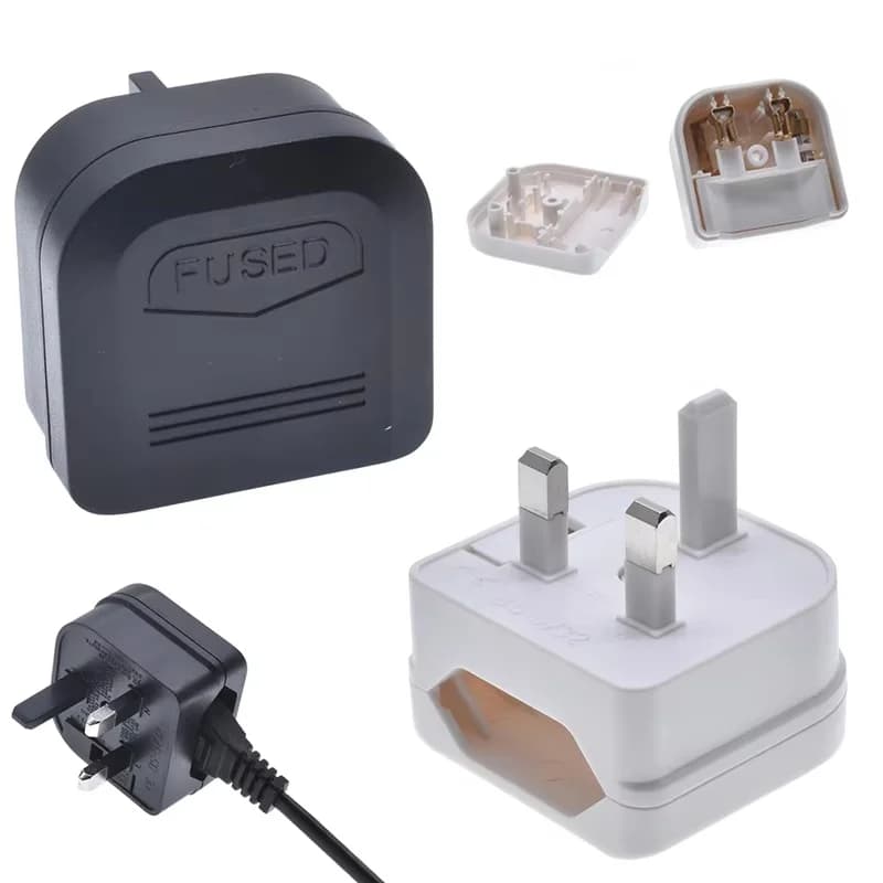 Euro EU 2 Pin To UK Plug 3 Pin Adapter With 3A Fuse UK British Electrical Travel Adapter Converter Socket AC Power Cord Outlet