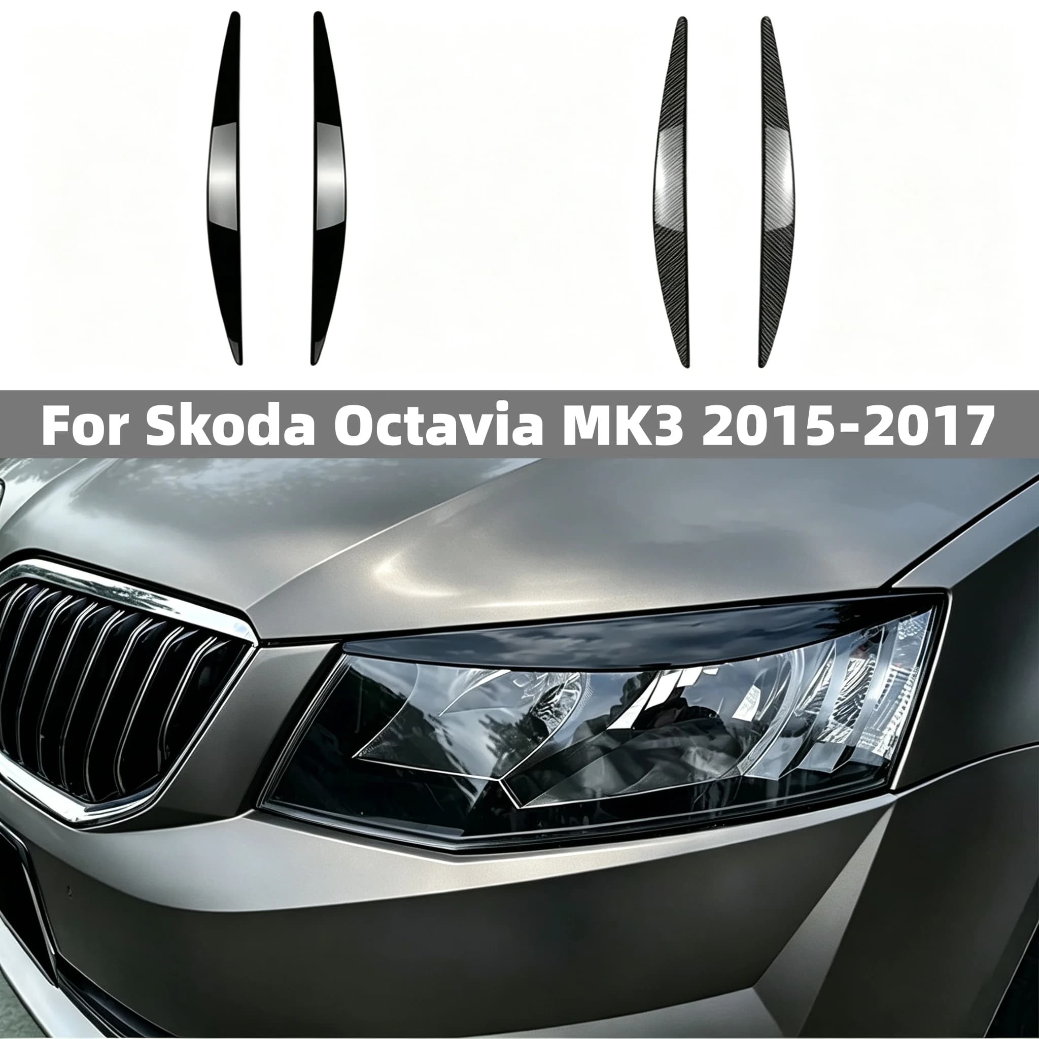 For Skoda Octavia MK3 2015 2016 2017 Car Headlight Lamp Eyelid Eyebrows Cover Trim Headlamp Trim Car Accessories