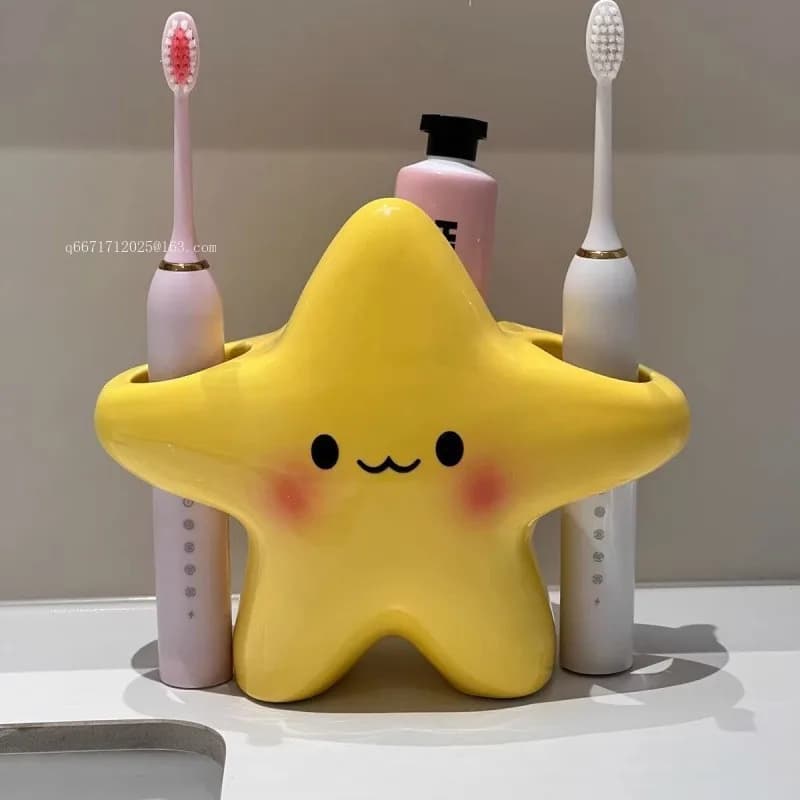 Portaspazzolino a Forma di Stella, Organizer da Bagno Salvaspazio per Spazzolino e Dentifricio
