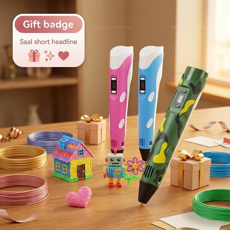 3D Pen Set 3d Printing Pen Drawing Pencil DIY Pens PLA Filament Birthday Christmas Gift For Kids Children Graffti with Charger