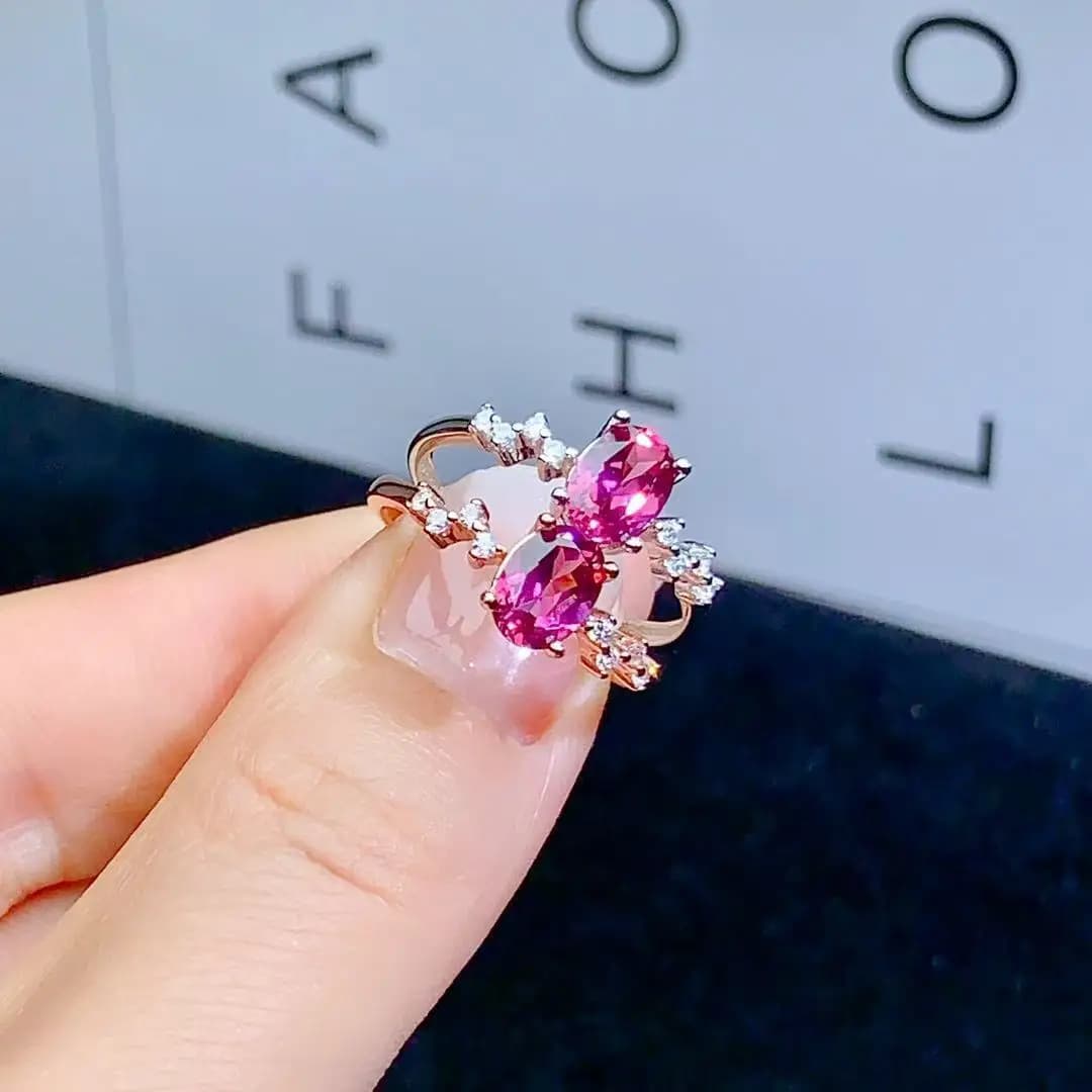 Natural Pyrope Garnet Ring 5mm*7mm Silver Rings Solid 925 Silver Jewelry Sparkling Silver Garnet Rings for Daily Wear