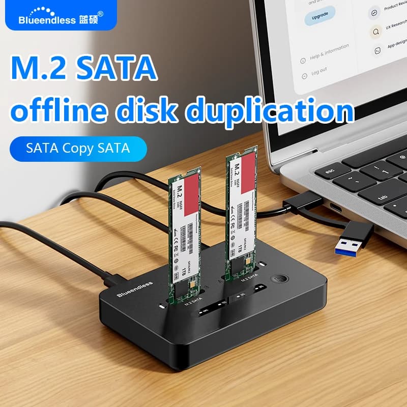 Blueendless offline clone Dual M.2 NGFF SATA SSD custodia Docking station SSD USB C custodia SSD SATA a 2 vie per 2230 2242 2260 2280