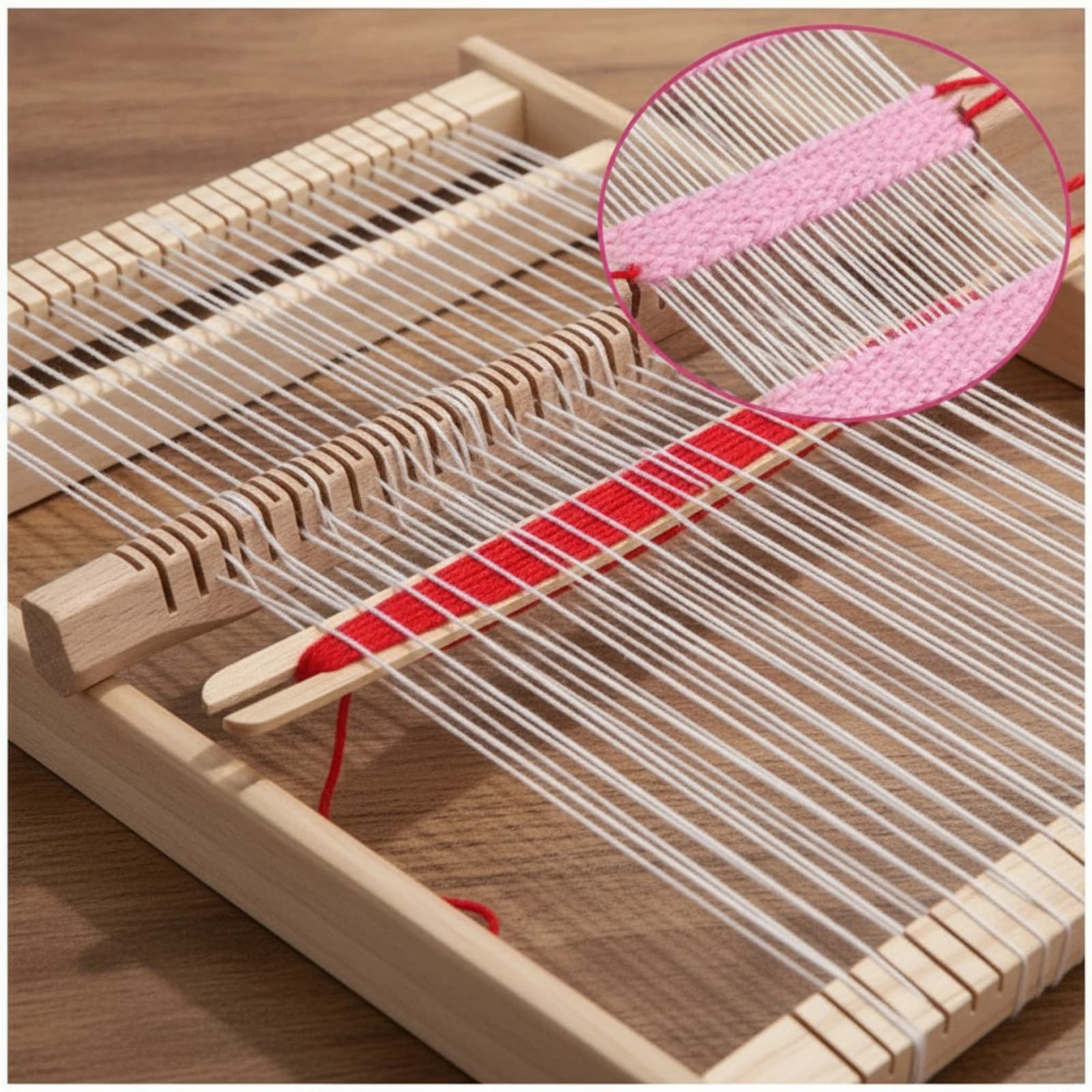 Wooden Weaving Loom DIY Weaving Loom with Comb Lightweight Smooth for Beginners, Home, Classroom
