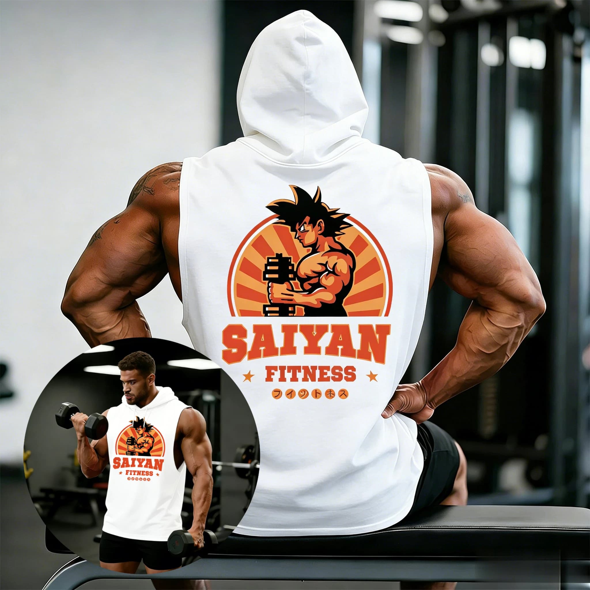 Canotta Senza Maniche con Cappuccio Dragon Ball Saiyan per Uomo, Maglietta da Palestra, Gilet con Grafica Anime, Abbigliamento Estivo Casual 2026