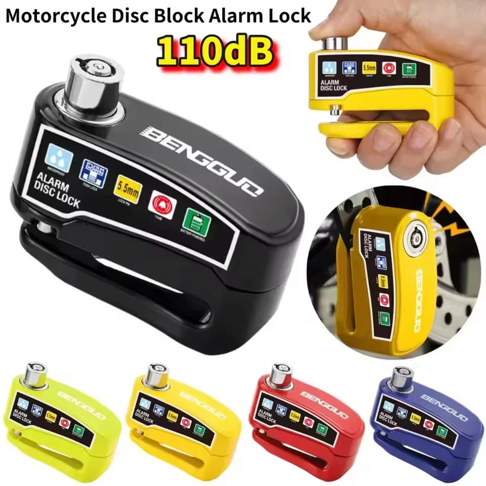 Motorcycle Bicycle Disc Lock Security Alarm Protection Padlock with Keys Aluminum Alloy Anti-theft Scooter Wheel Disc Brake Lock