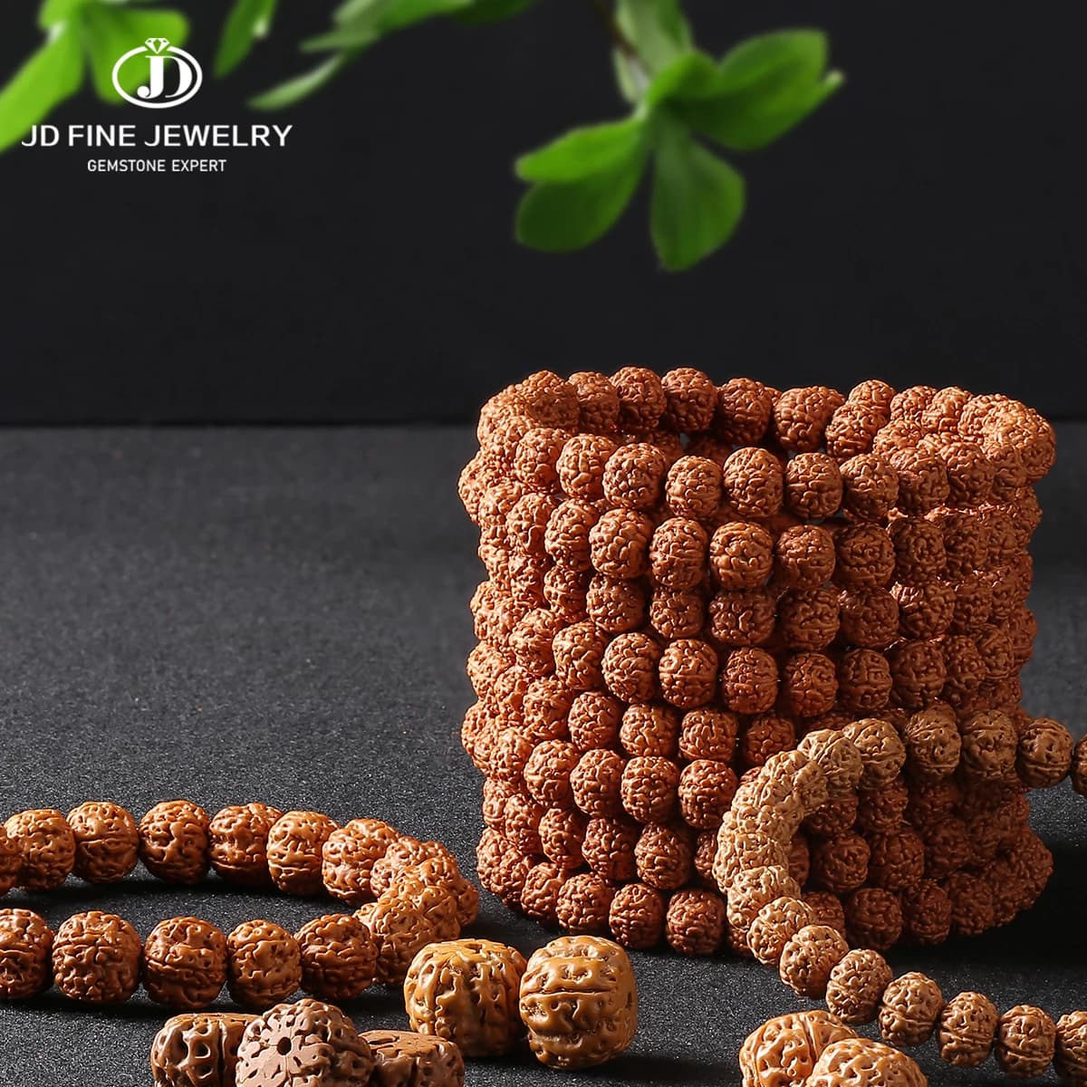 JD Rudraksha Seed Natural Protection Bracelet Adjustable prayer beads for positive energy and good luck spiritual meditation gift