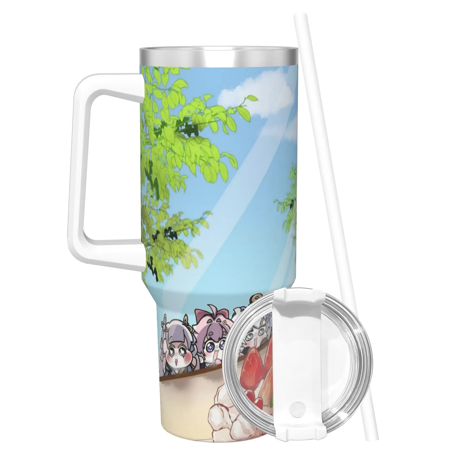 Borraccia Termica Isolante Trickcal C-Chibi Go Games con Coperchio e Cannuccia, Tazza Sottovuoto per Ufficio e Casa, 40oz