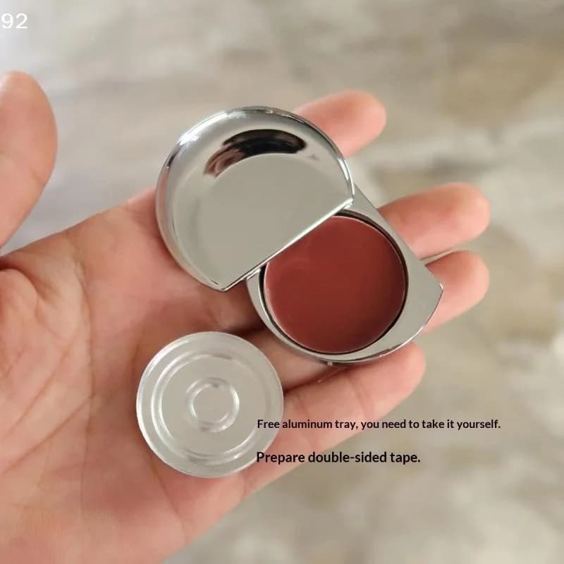 1/2Pcs Moon Shaped Zinc Alloy Balm Container Polished Surface Slide Lid Portable For Daily Travel UseCentury House
