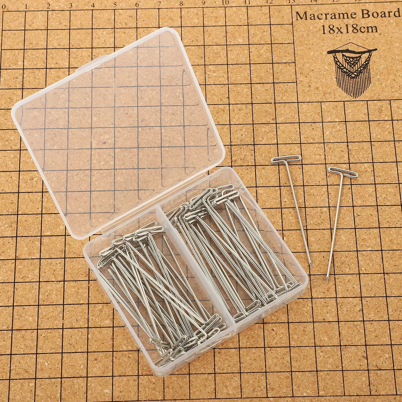 1Set Cork Board Macrame Board Knotting Craft Measuring Bracelet Shape Pin Stainless Steel Macrame Supplies