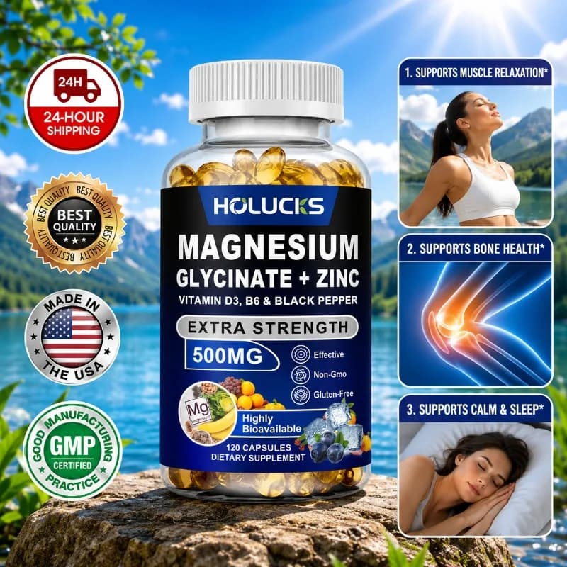 Organic Magnesium Zinc Supplement, with Vitamin B6 & Black Pepper, Support Relaxation, Calcium Absorption, Overall Vitality