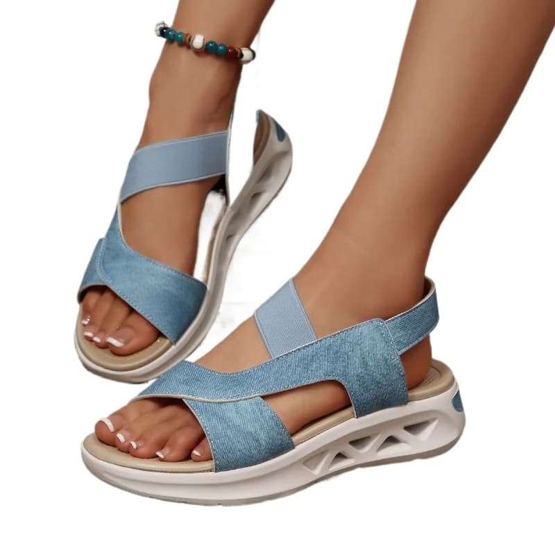 Sandali da donna a zeppa 2025, estivi, con plateau, per esterni e spiaggia, con fascia elastica, taglie grandi 36-43
