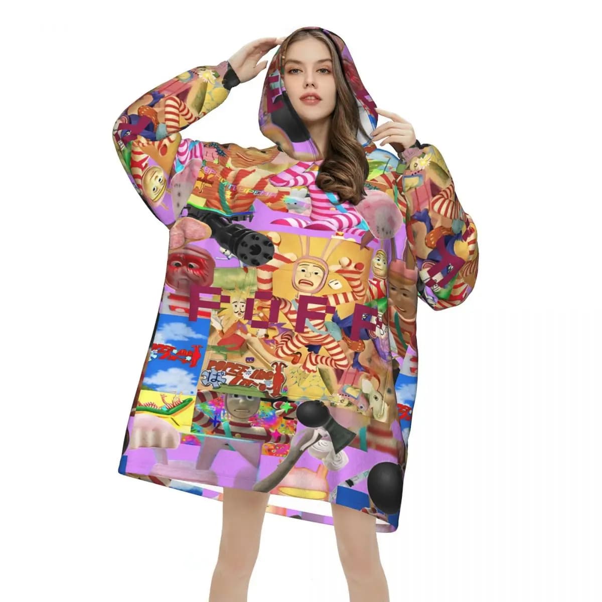Popee The Performer Blanket Hoodie Wearable Blanket Large with Pocket Warm Sleeping Bag Soft Cozy Onesie