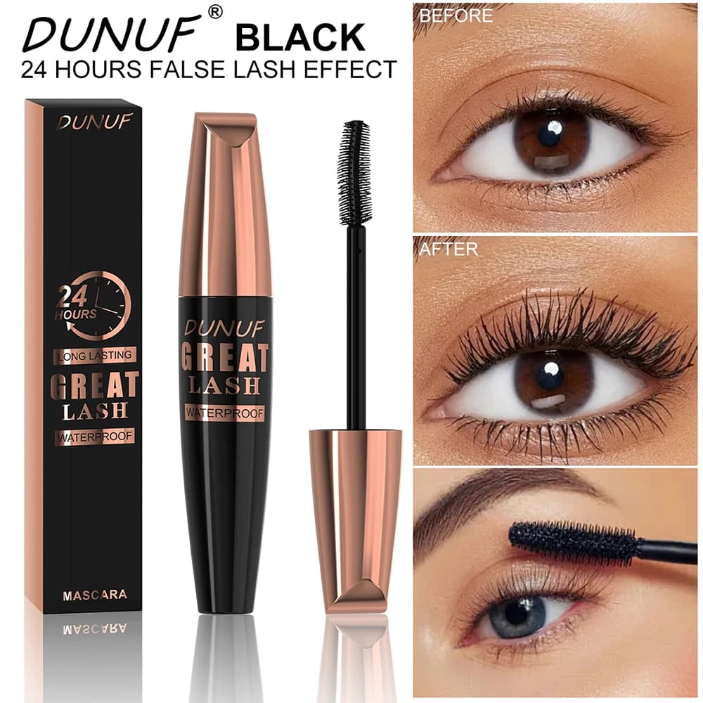 DUNUF 1 pcs and 2 pcs and 5 pcs Waterproof Fiber Eyelash Mascara for thick eyelashes and curls Long lasting Black Formula Ideal