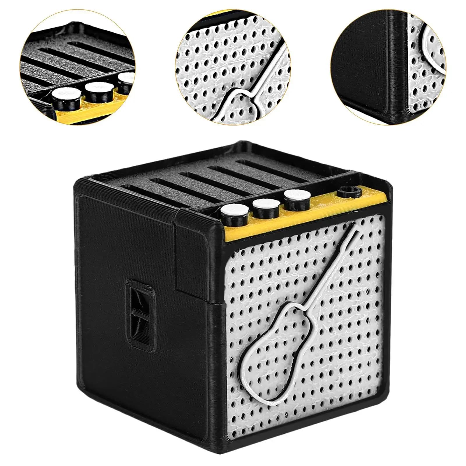 Elegant Guitar Pick Storage Box Resin Amp Speaker Design Portable Plectrum Organizer for Musicians