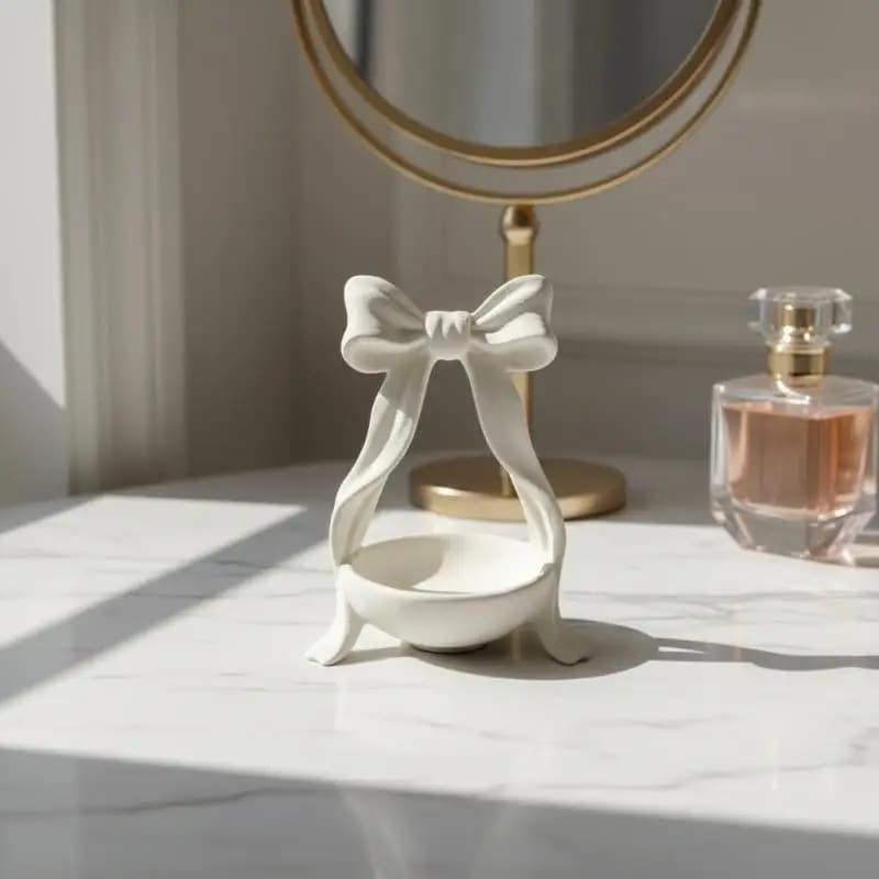 Bow Shaped Storage Tray for Rings and Earrings 3D Jewelry Holder Unique Organizer for Bedroom Living Room Desktop