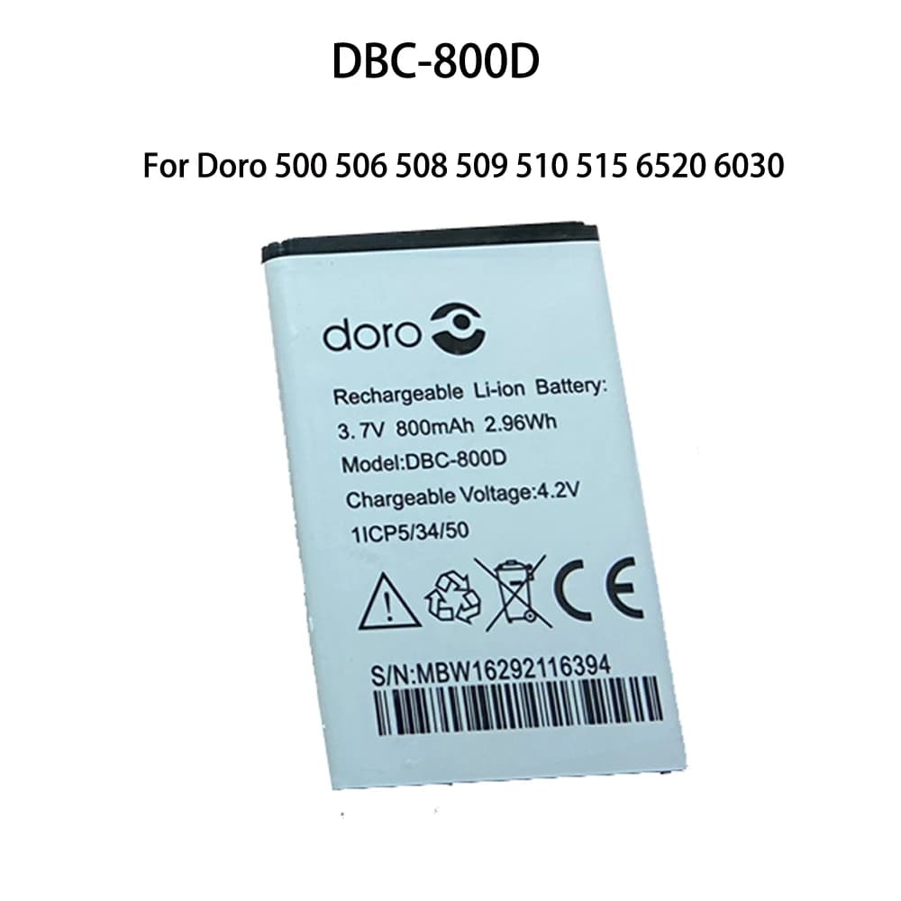 Batteria DBC-800D da 3,7 V 800 mAh per batterie router wireless Doro 500 506 508 509 510 515 6520 6030