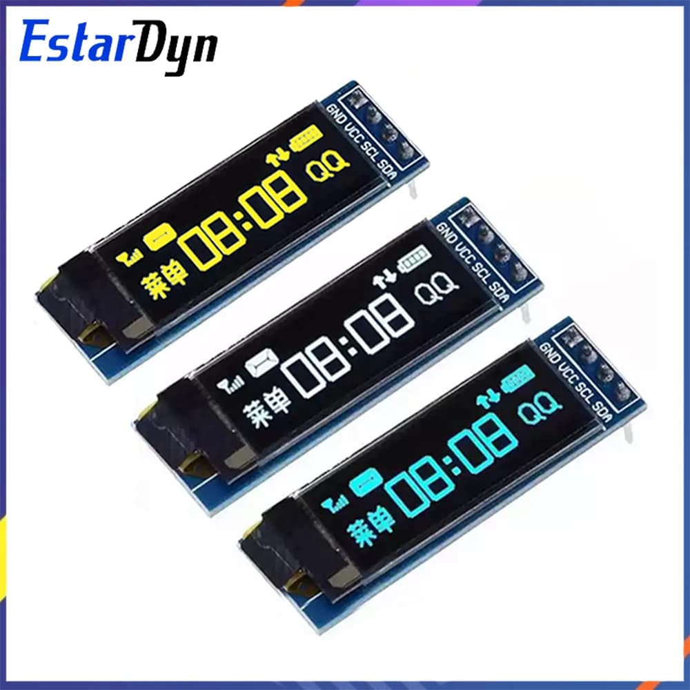 0,91 inch I2C 128x32 OLED display module for Arduino Raspberry Pi ESP32, yellow blue