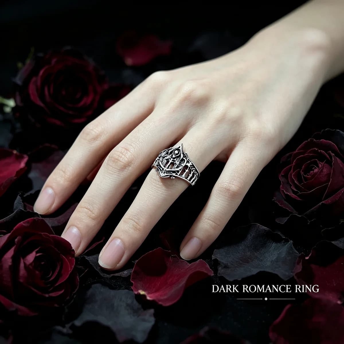Grunge Aesthetic Gothic Wide Band Ring, Emo Alt Rock Hollow Openwork Carved Punk Biker Rings, Retro Y2K Hip Hop Statement Jewelry for Teens, Cool Edgy Finger Accessory Gift