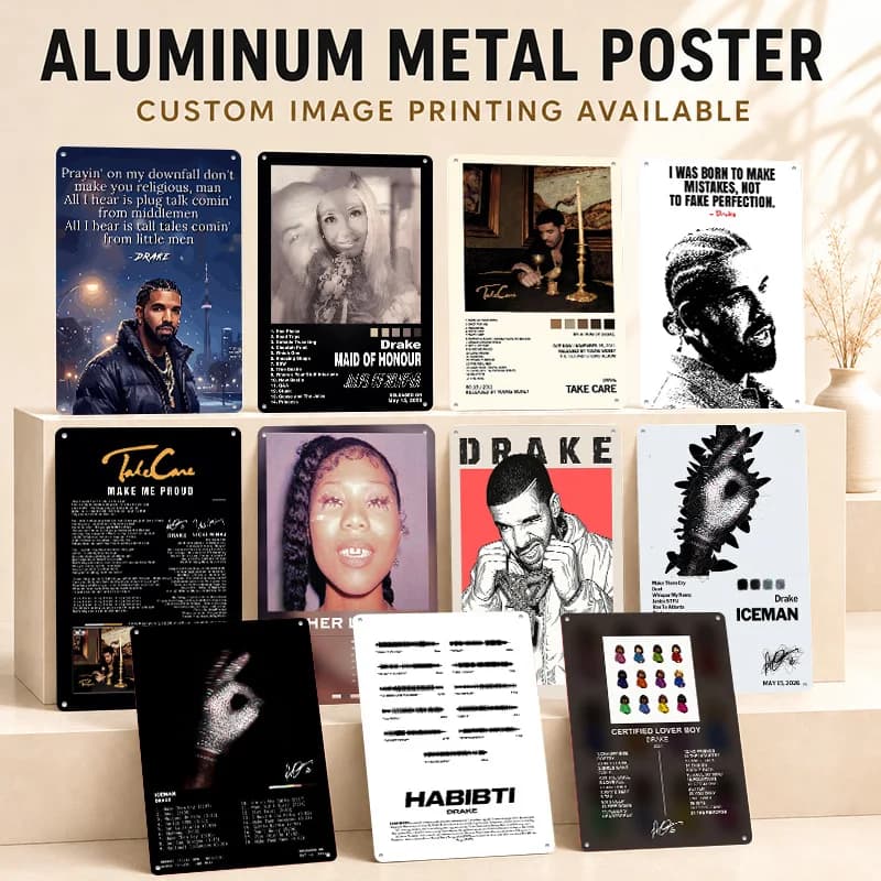 Drake Printed Posters Customized Metal Sign Rhythmic Pop Culture Design Wall Art Ideal For Home Studio Hallway Or Birthday Gift