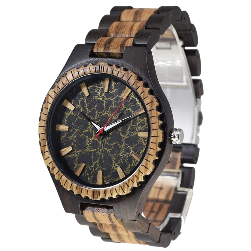 Retro Sandal Wood Watch for Men Premium Natural Wood Material Clear Luminous Hands Classic Vintage Style