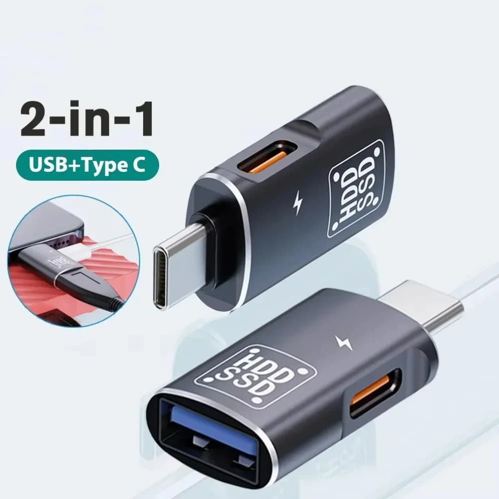 Adattatore OTG 2 in 1 da USB C a USB 2.0 Femmina, Connettore Maschio Tipo C per MacBook, Xiaomi, Huawei, Samsung, Convertitore OTG