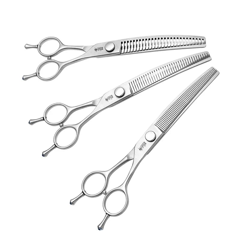 High-end Professional Pet Grooming Scissors with Curved Blades / Fishbone VG10 Steel, Salon Grade Natural Cut