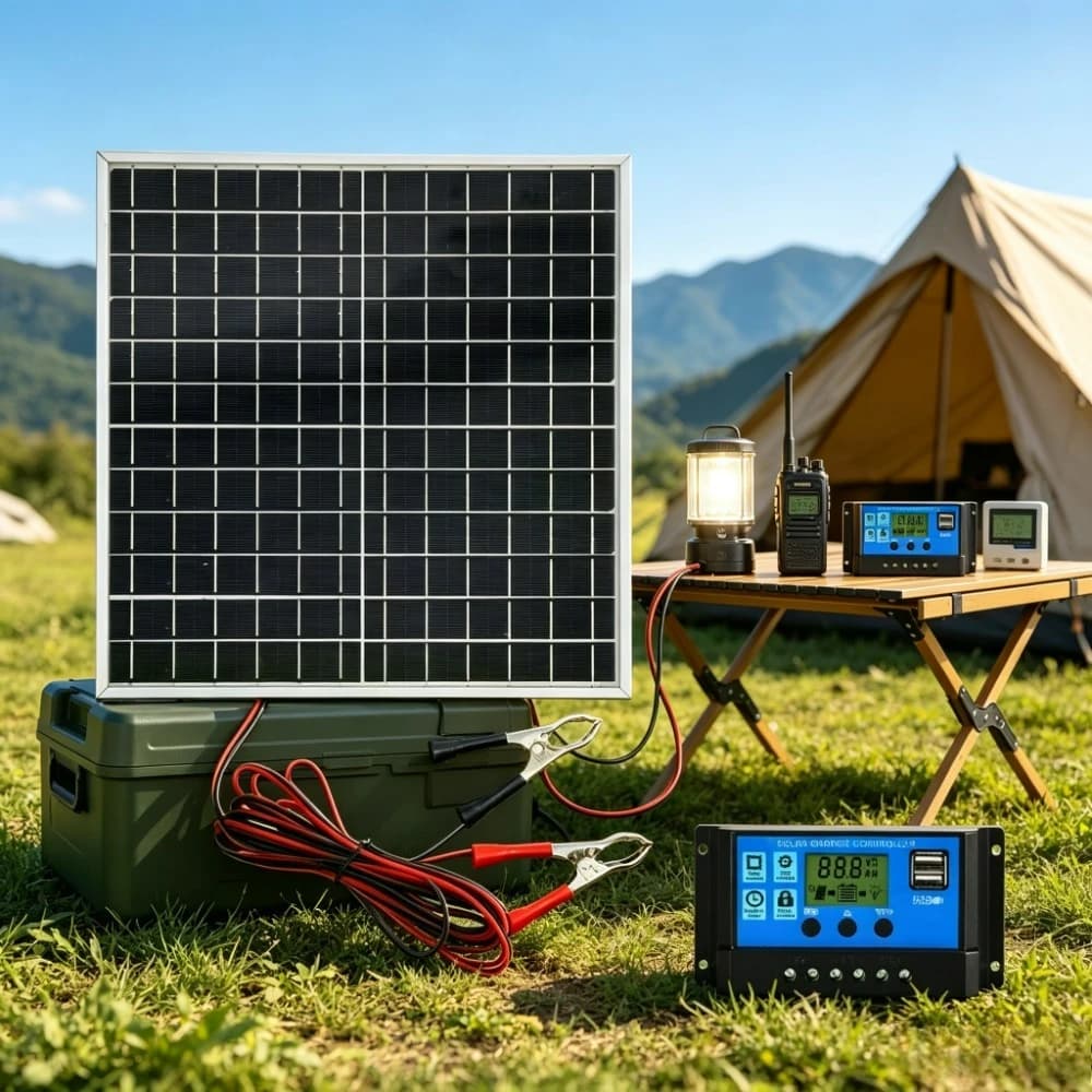 12V 12W High Efficiency Solar Panel Monocrystalline Material Aluminum Casing LCD Solar Regulator Kit Off Grid Outdoor Charger